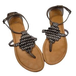GAP | Bohemian Taupe Metallic Beaded Sandals 9